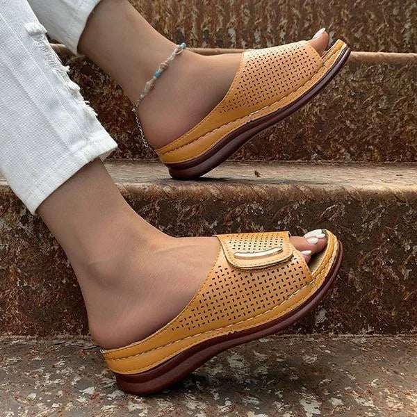 PEEP-TOE HOLLOW-OUT ORTHOPEDIC SANDALS