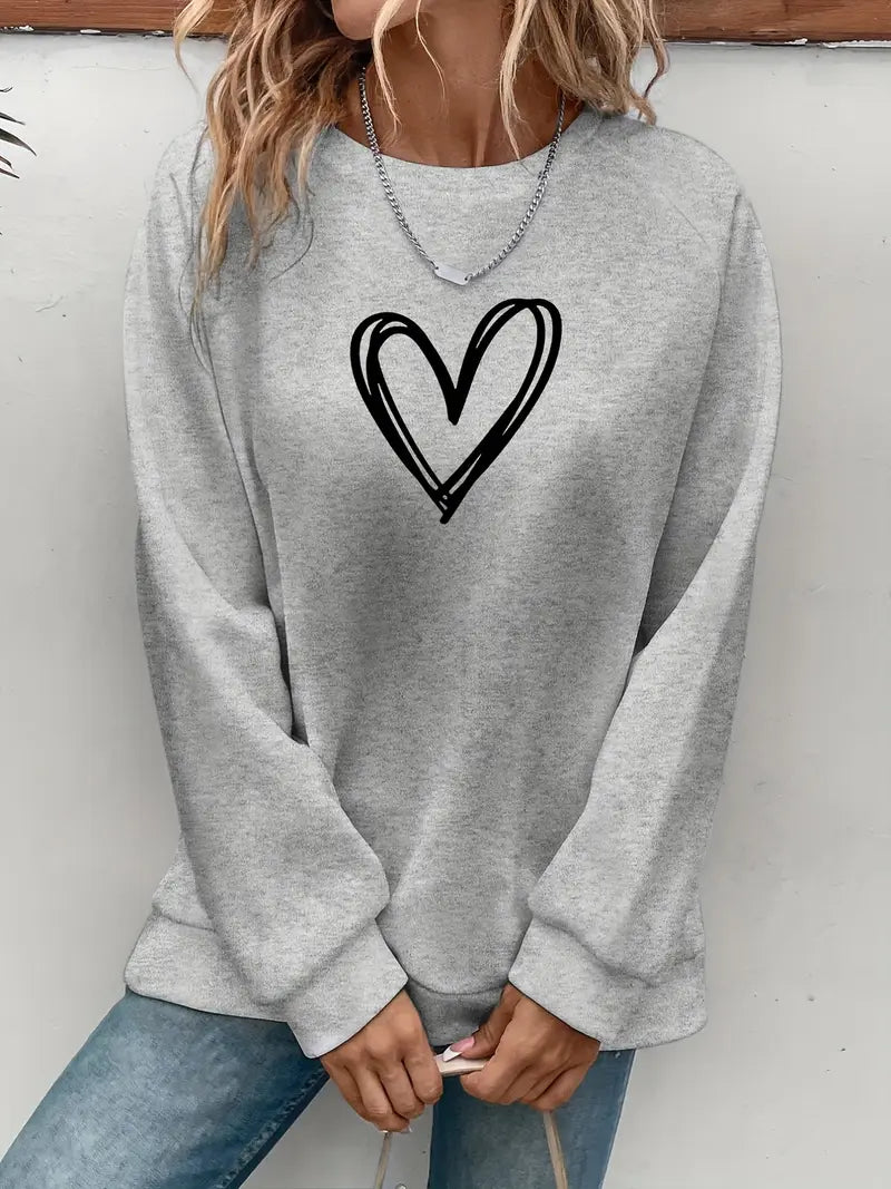 CLONAKILTY™ FLEECE-LINED HEART PRINT SWEATSHIRT