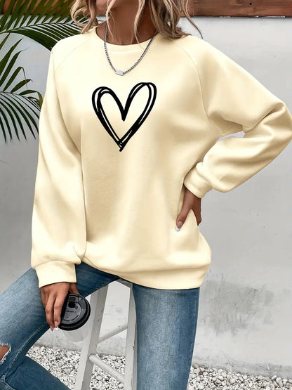 CLONAKILTY™ FLEECE-LINED HEART PRINT SWEATSHIRT