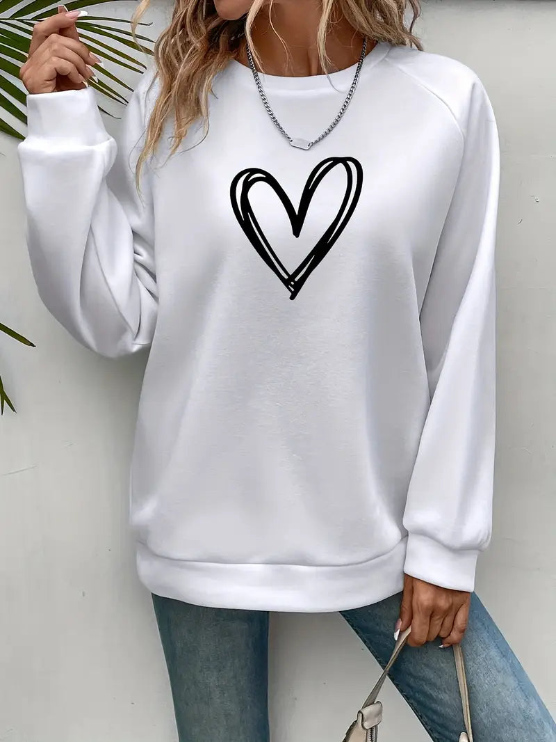CLONAKILTY™ FLEECE-LINED HEART PRINT SWEATSHIRT