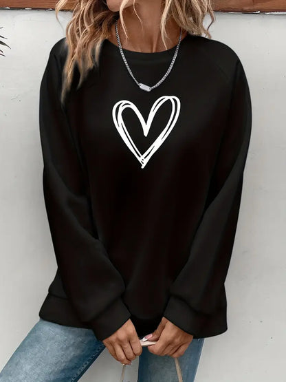 CLONAKILTY™ FLEECE-LINED HEART PRINT SWEATSHIRT