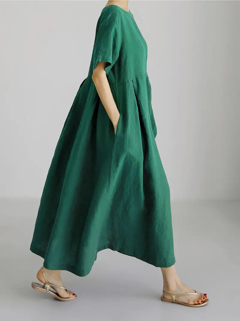 CAVAN™ PLUS SIZE SIMPLE SOLID COLOR LOOSE DRESS