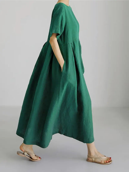 CAVAN™ PLUS SIZE SIMPLE SOLID COLOR LOOSE DRESS