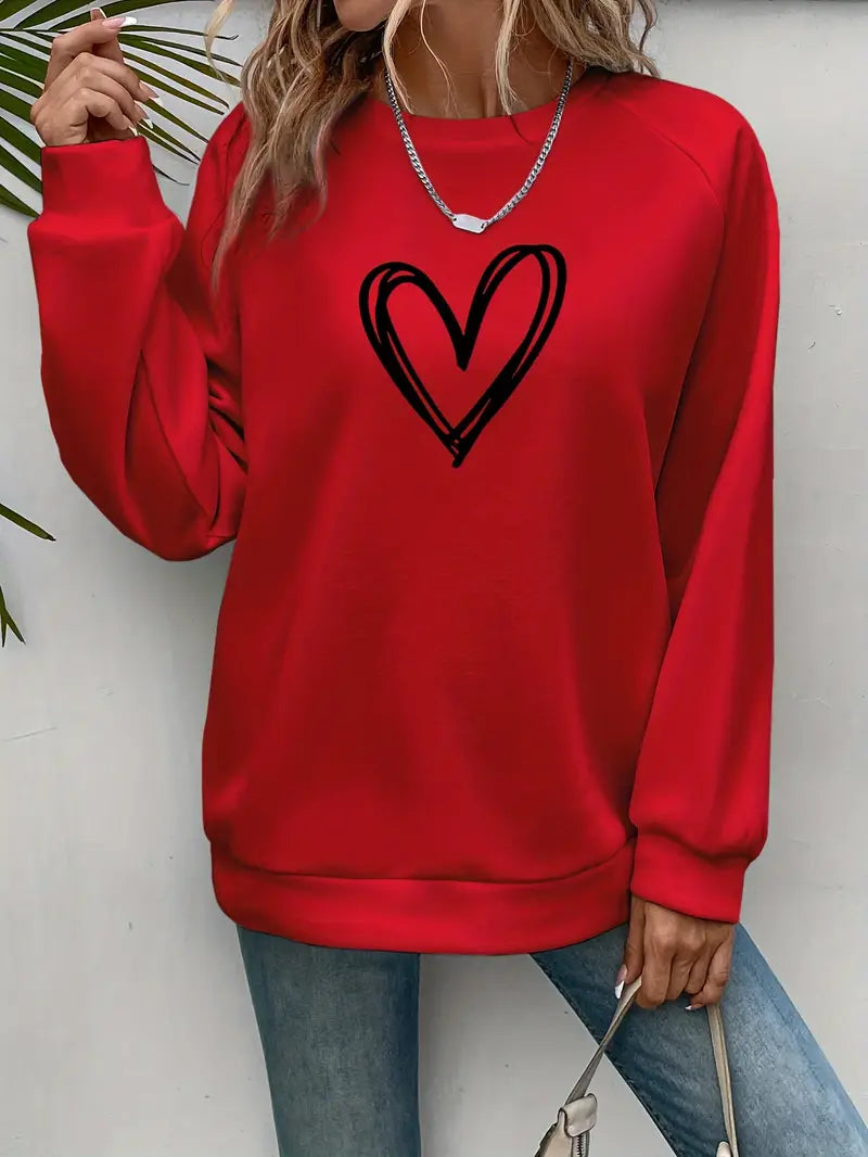 CLONAKILTY™ FLEECE-LINED HEART PRINT SWEATSHIRT