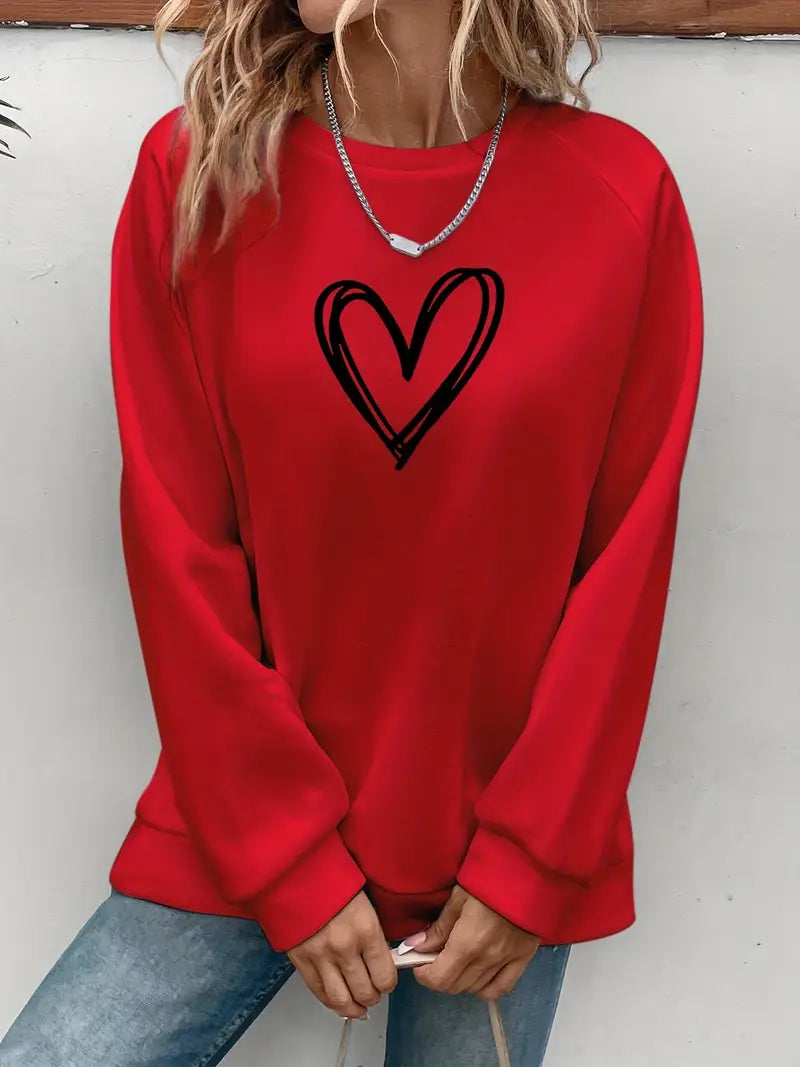 CLONAKILTY™ FLEECE-LINED HEART PRINT SWEATSHIRT
