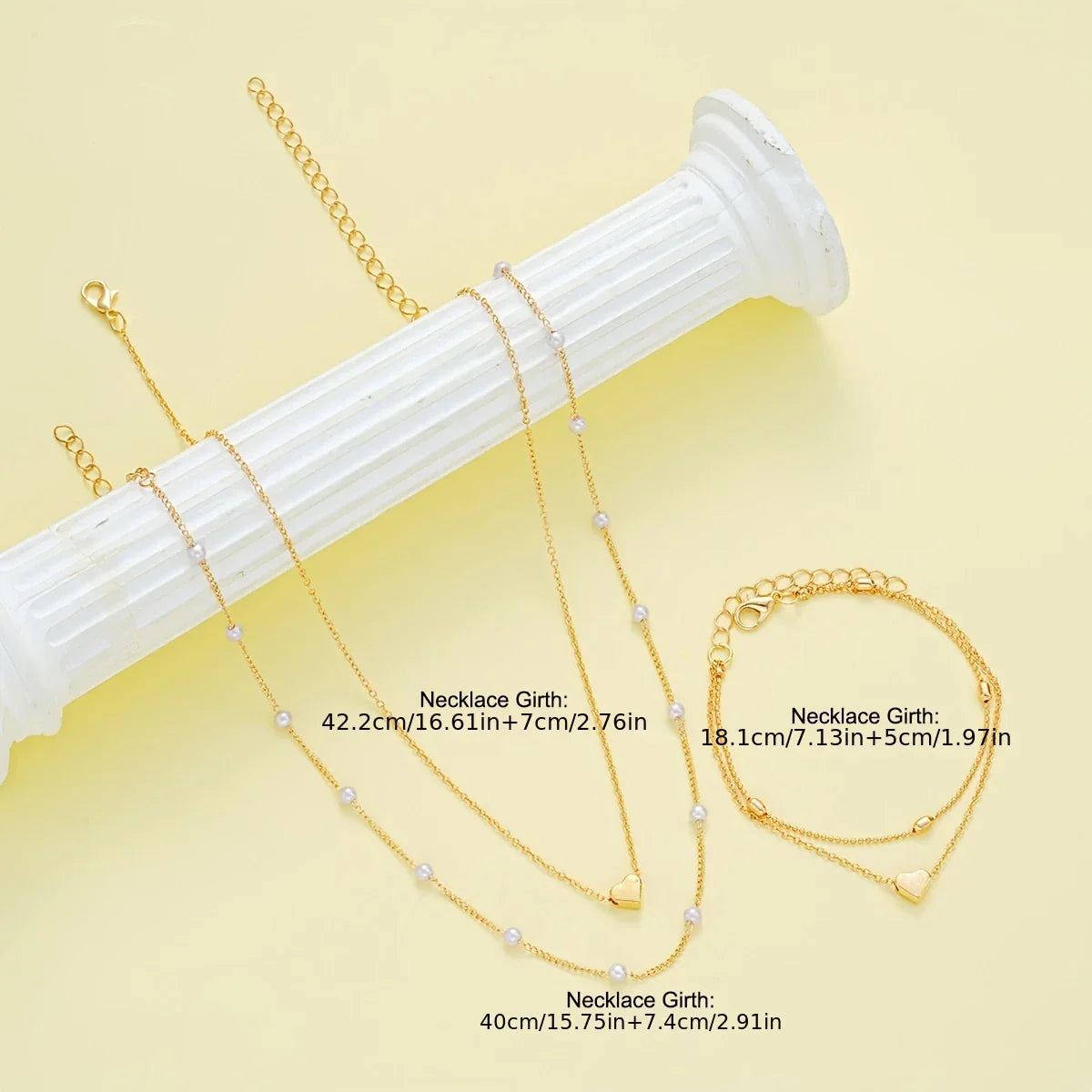 AMORA GLINT™ — 3PCS SIMPLE HEART-SHAPED NECKLACE & BRACELET SET