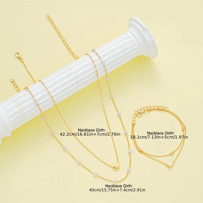 AMORA GLINT™ — 3PCS SIMPLE HEART-SHAPED NECKLACE & BRACELET SET
