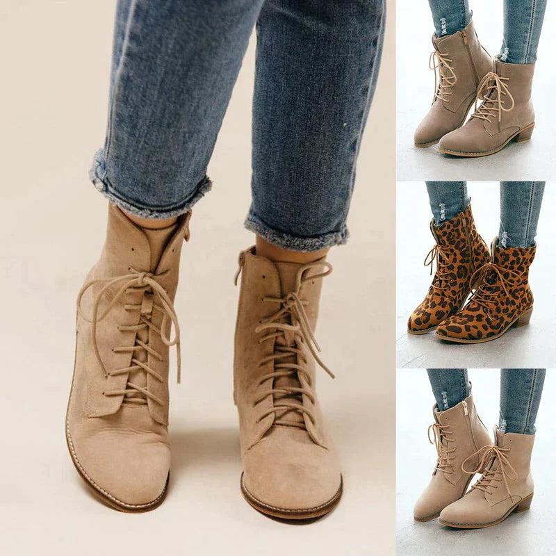 WOMEN'S ELEGANT LACE-UP ZIPPER BOOTS 2025