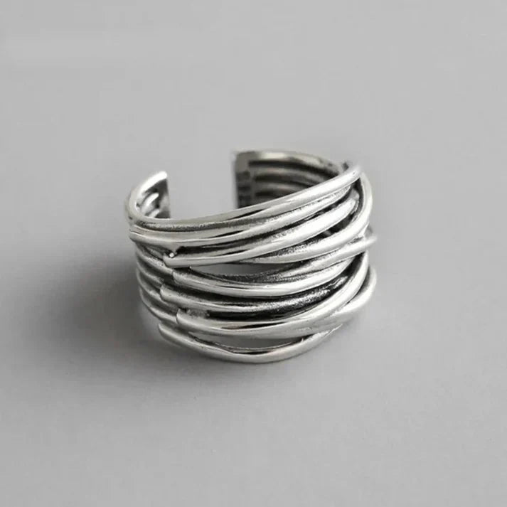 SILVER WAVE LAYERED RING