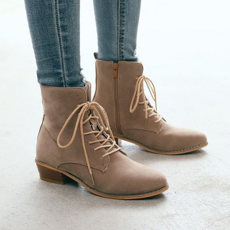 WOMEN'S ELEGANT LACE-UP ZIPPER BOOTS 2025