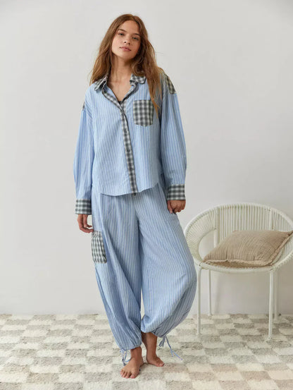 CARTER™ WOMEN'S 2-PIECE PYJAMA SET: LONG SLEEVE BUTTON SHIRT AND TROUSERS