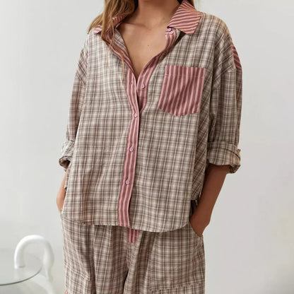 CARTER™ WOMEN'S 2-PIECE PYJAMA SET: LONG SLEEVE BUTTON SHIRT AND TROUSERS