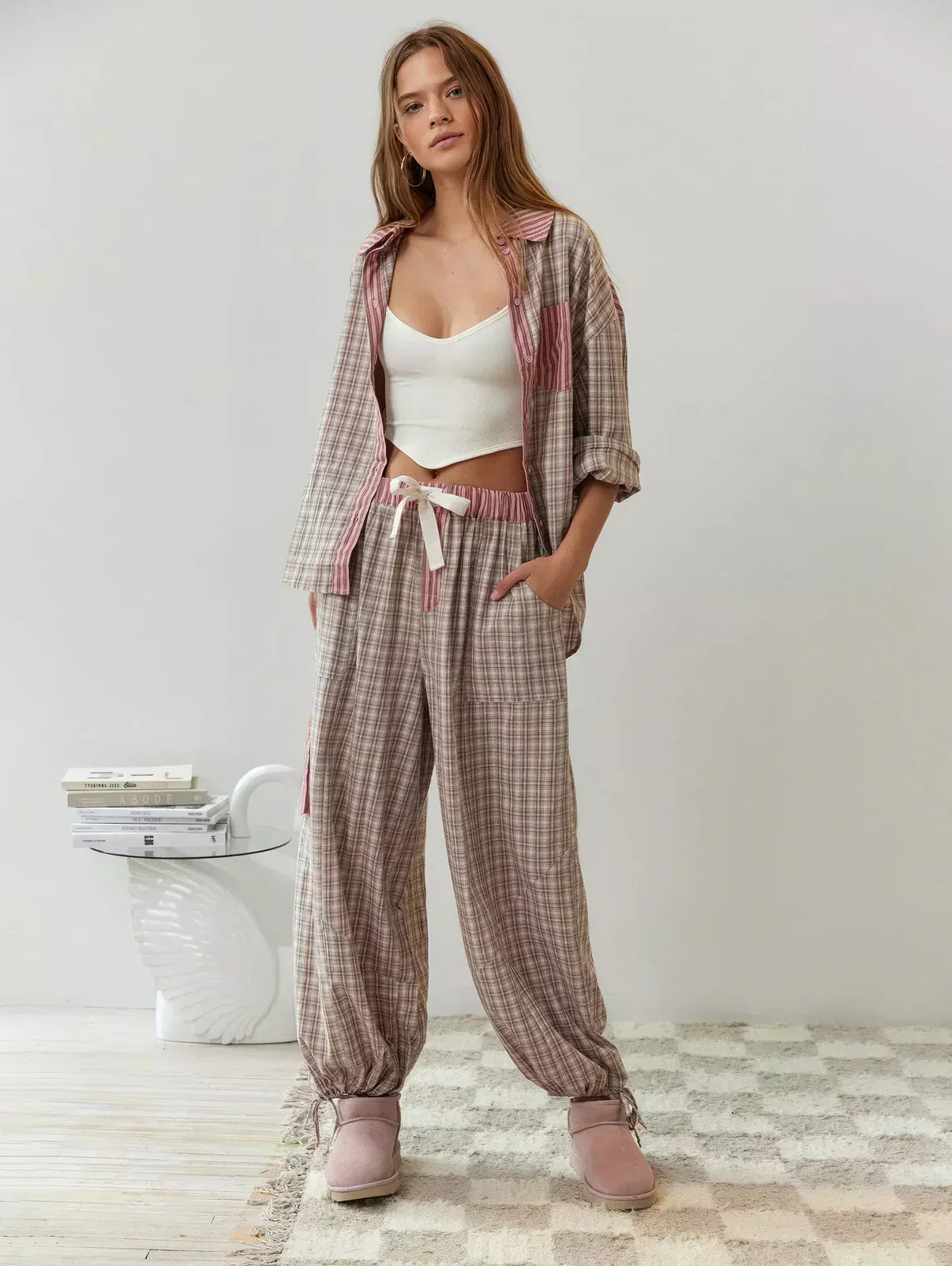 CARTER™ WOMEN'S 2-PIECE PYJAMA SET: LONG SLEEVE BUTTON SHIRT AND TROUSERS