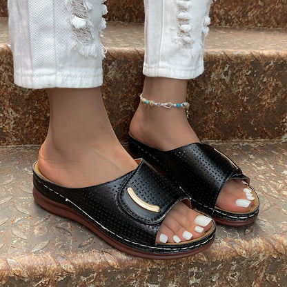 PEEP-TOE HOLLOW-OUT ORTHOPEDIC SANDALS