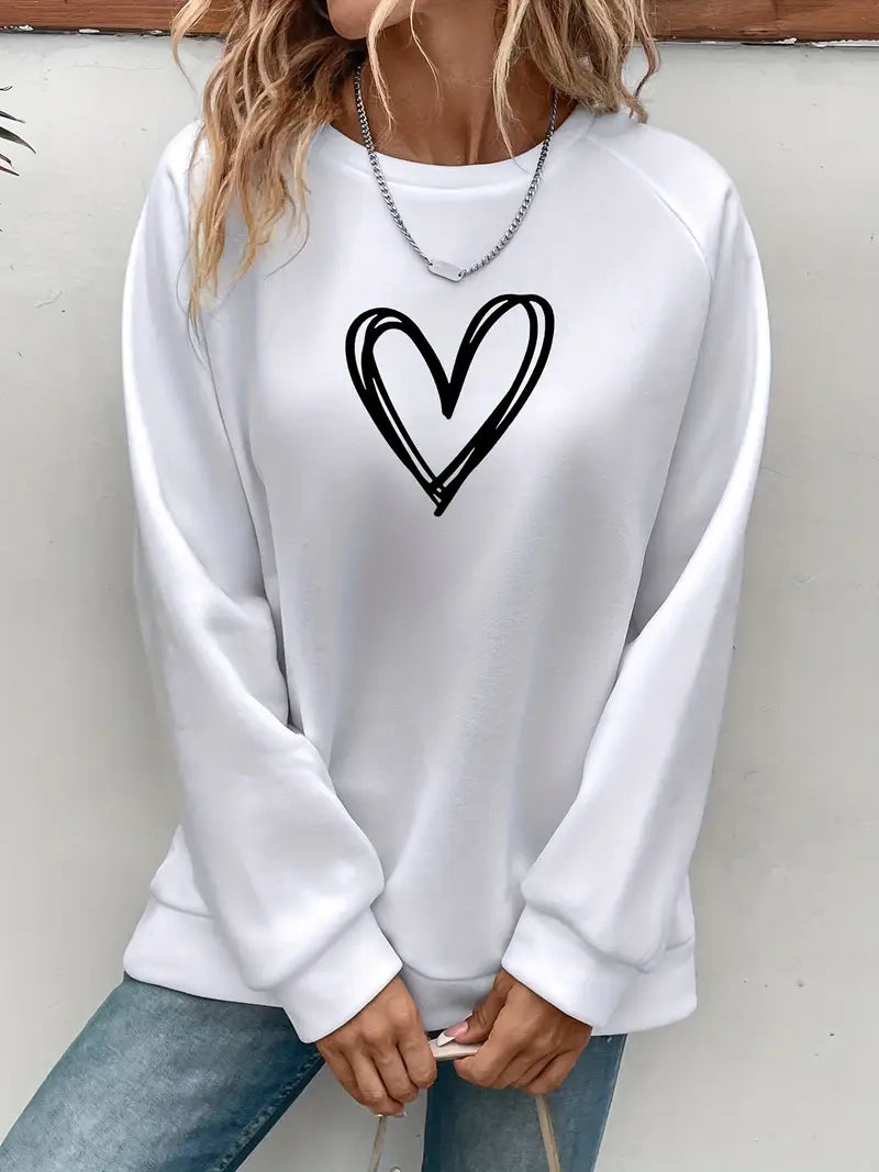 CLONAKILTY™ FLEECE-LINED HEART PRINT SWEATSHIRT