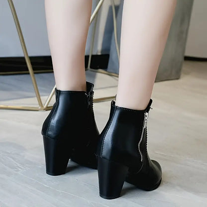 AMARISA™ - WOMEN'S CASUAL SOFT SOLE SIDE ZIPPER CHUNKY HEELED ANKLE BOOTS