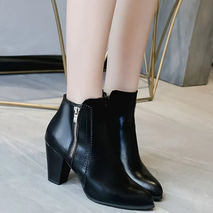 AMARISA™ - WOMEN'S CASUAL SOFT SOLE SIDE ZIPPER CHUNKY HEELED ANKLE BOOTS