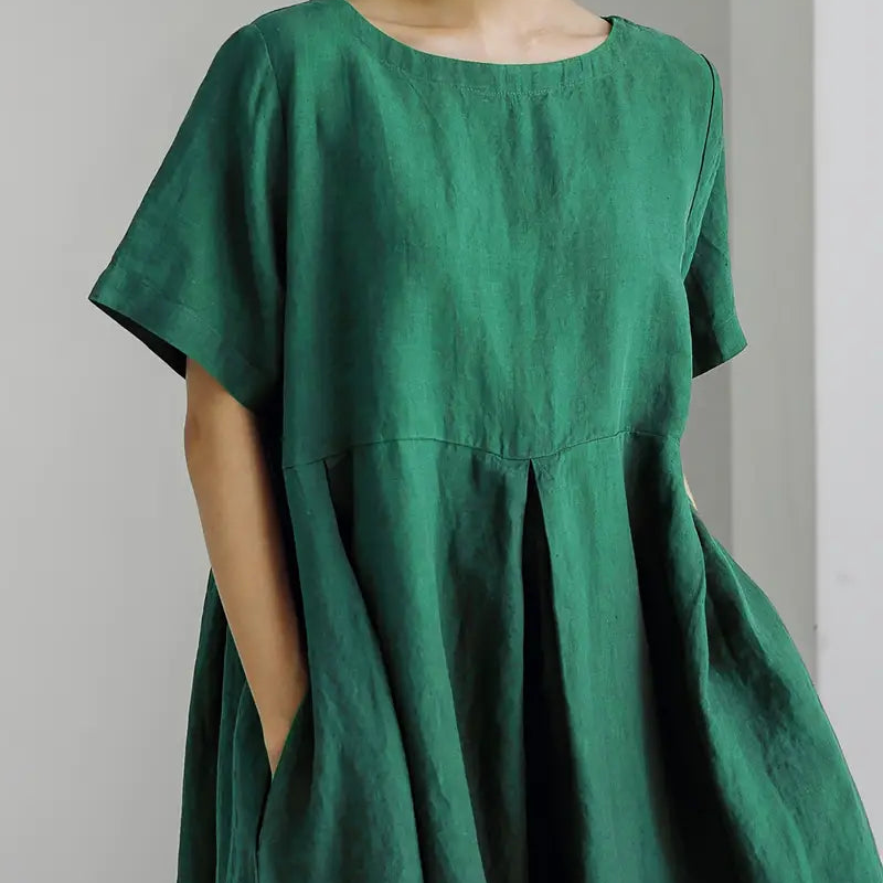 CAVAN™ PLUS SIZE SIMPLE SOLID COLOR LOOSE DRESS