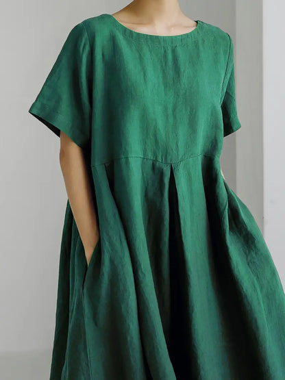 CAVAN™ PLUS SIZE SIMPLE SOLID COLOR LOOSE DRESS