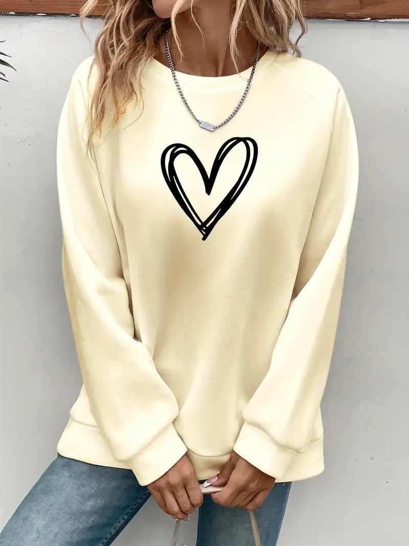 CLONAKILTY™ FLEECE-LINED HEART PRINT SWEATSHIRT