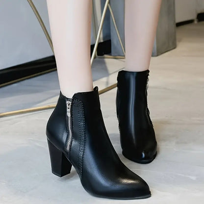 AMARISA™ - WOMEN'S CASUAL SOFT SOLE SIDE ZIPPER CHUNKY HEELED ANKLE BOOTS