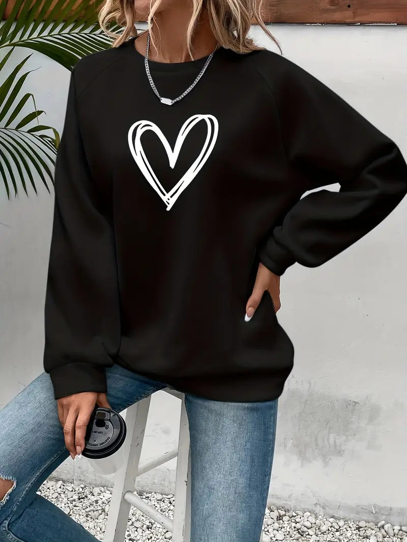 CLONAKILTY™ FLEECE-LINED HEART PRINT SWEATSHIRT