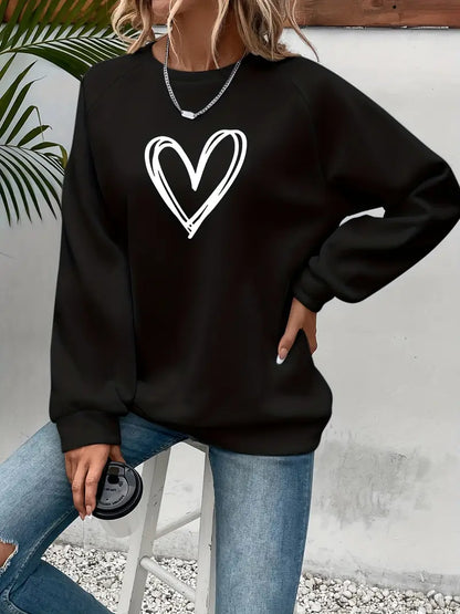 CLONAKILTY™ FLEECE-LINED HEART PRINT SWEATSHIRT