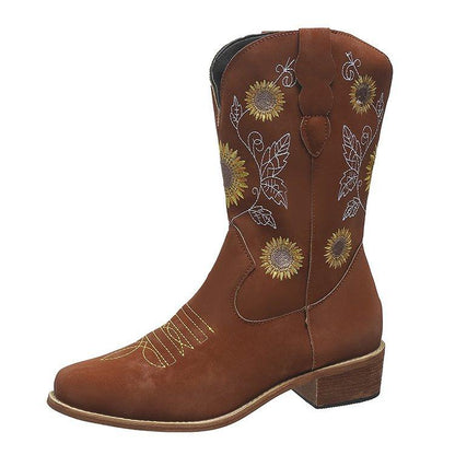 FREYA™ EMBROIDERED STYLE WEDGE HEEL CASUAL ANKLE BOOTS