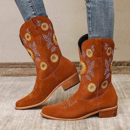 FREYA™ EMBROIDERED STYLE WEDGE HEEL CASUAL ANKLE BOOTS